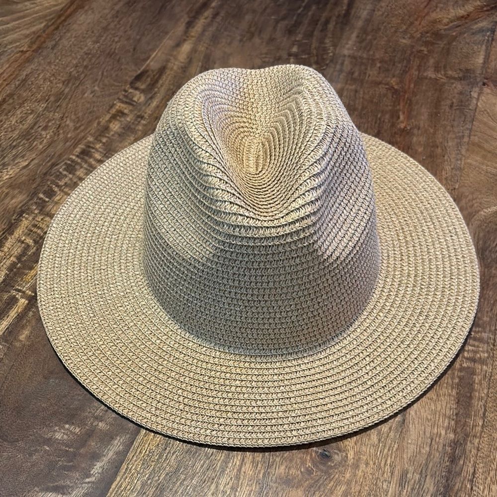 Nanrton Unisex Straw Hat Panama Hat Wide Brim Sun Hat Classic Fedora style